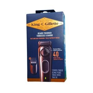 King C.‎ Gillette Beard Trimmer 40 Length Settings Washable Head & Combs NEW